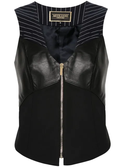 MITILIANE COUTURE panelled zipped vest Black 5942664547321