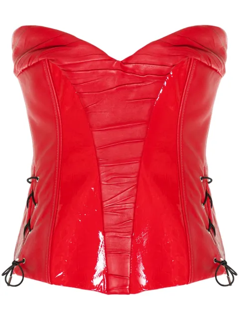 MITILIANE COUTURE leather patent-inserts corset Red 5942664548373