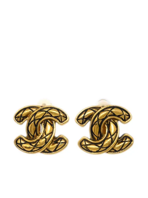 CHANEL Pre-Owned 1990-2000s CC quilted clip-on earrings Gold ER2433