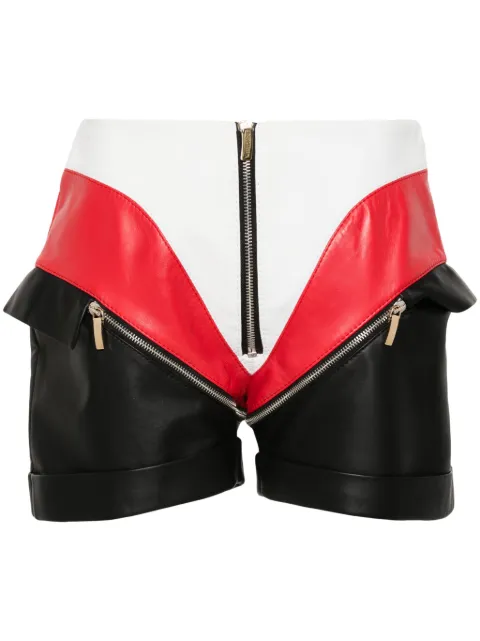 MITILIANE COUTURE panelled leather mini shorts Black 5942664547116