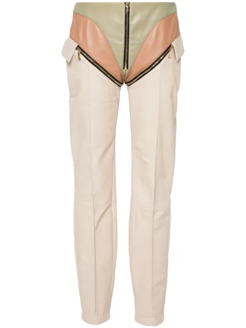 MITILIANE COUTURE leather-panelled zipped trousers Neutrals 5942664547147