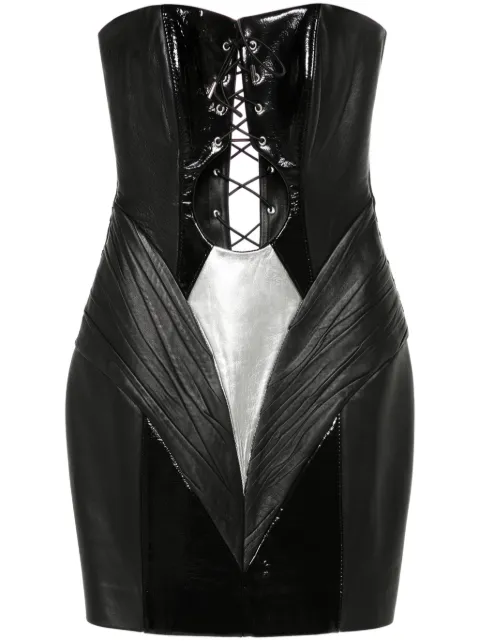 MITILIANE COUTURE leather lace-up mini dress Black 5942664548175