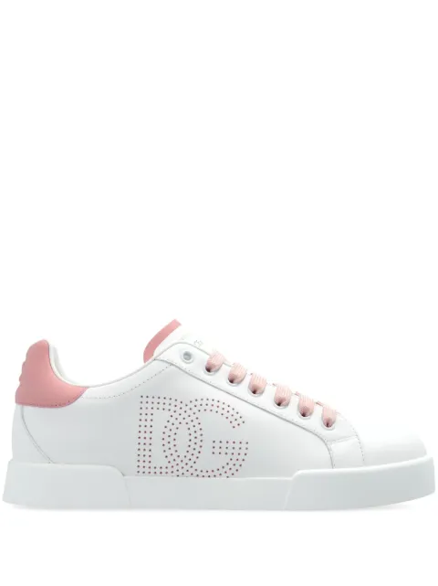 Dolce & Gabbana Portofino perforated-logo leather sneakers White CK2277AV066