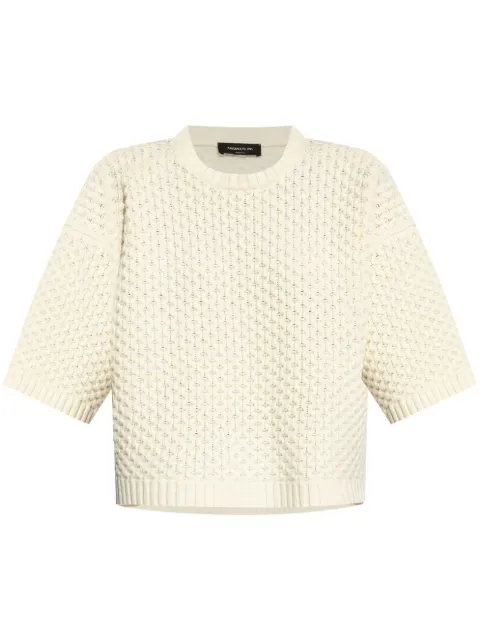 Fabiana Filippi grid-stitch knit T-shirt Neutrals MAD214F037N1280000