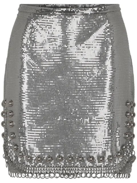 Rabanne stud-embellished mini skirt Silver 24AIJU594MH0004
