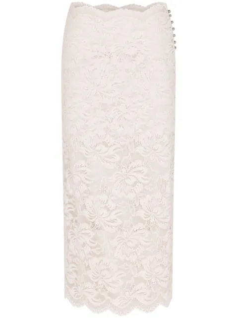 Rabanne floral-lace sheer skirt White 24AJJU598PA0170