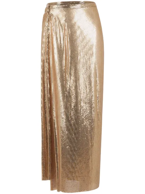 Rabanne gathered-detail mesh skirt Gold 24AIJU603MH0006