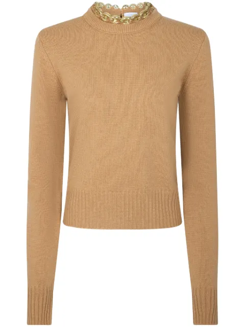 Rabanne embellished knitted jumper Neutrals 24AMPU294ML0239