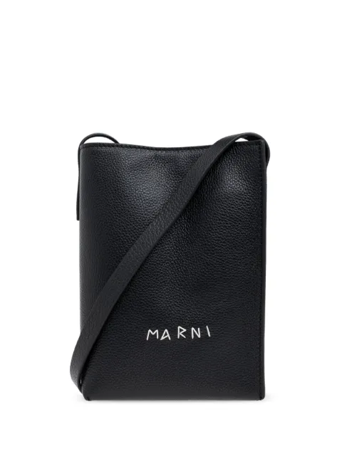 Marni leather Museo nano bag with embroidery Black SBMP0084U3P6533
