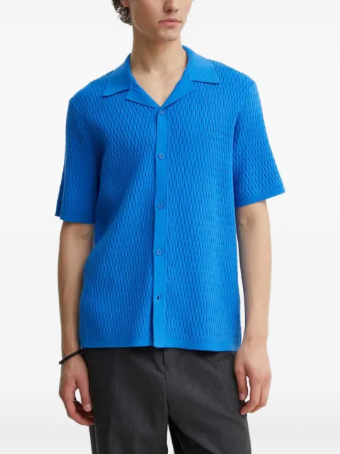 SAMSOE SAMSOE textured-effect short-sleeve shirt Blue M24100013