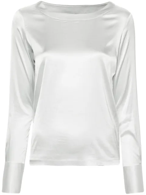 Mazzarelli boat-neck satin blouse Grey B15021ANGIEB