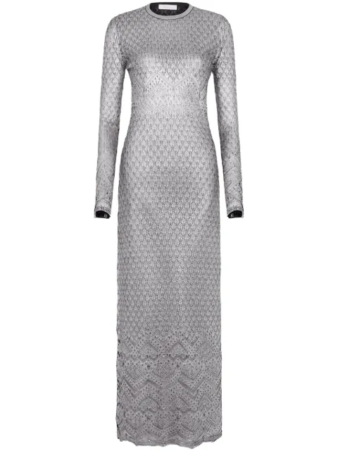 Rabanne metallic knitted maxi dress Silver 24AMRO857ML0286