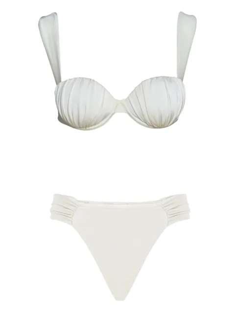 Noire Swimwear ruched balconette bikini Neutrals NSW421