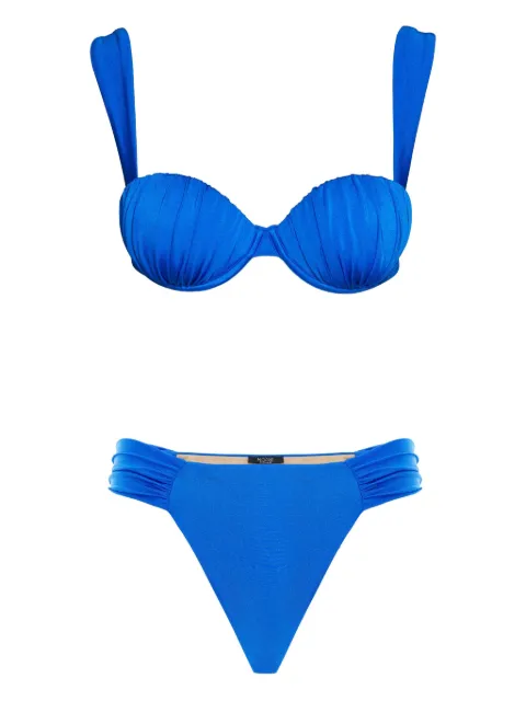 Noire Swimwear ruched balconette bikini Blue NSW421