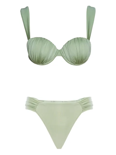 Noire Swimwear ruched balconette bikini Green NSW421