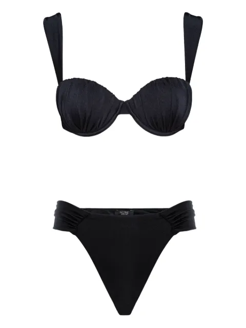 Noire Swimwear ruched balconette bikini Black NSW421