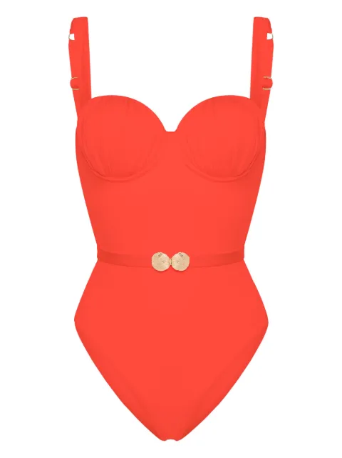 Noire Swimwear belted ruched balconette swimsuit Orange NSW418