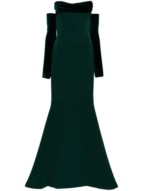 Rhea Costa Raven crepe gown Green 24141D