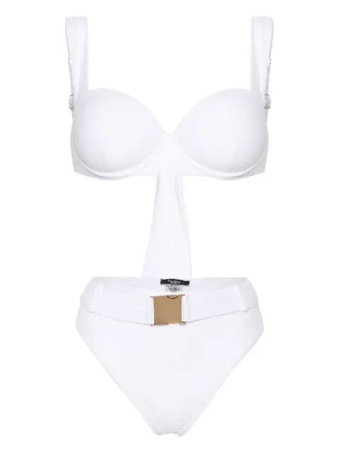 Noire Swimwear Nikki snakeskin-effect bikini set White NSW422