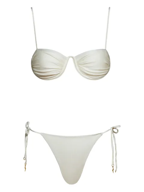 Noire Swimwear Monowire satin bikini set White NSW417