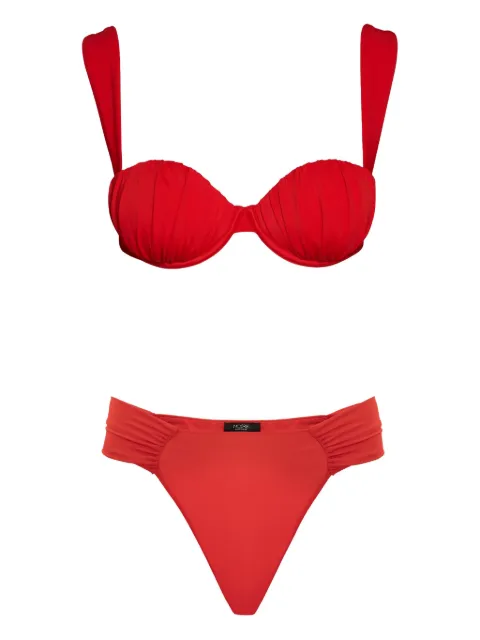 Noire Swimwear ruched balconette bikini Red NSW421