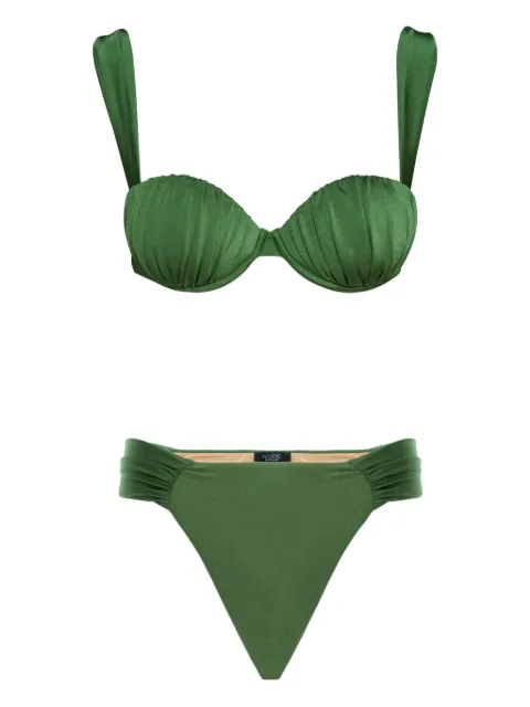 Noire Swimwear ruched balconette bikini Green NSW421