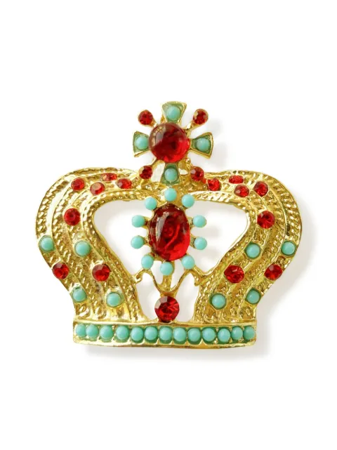 HZMER JEWELLERY rhinestone-embellished crown brooch Gold MCRBG122