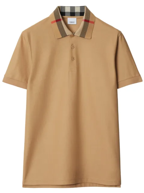 Burberry Check-detail cotton polo shirt Neutrals 8095924