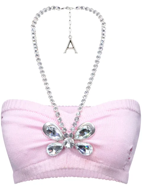 AREA Crystal Butterfly knitted bandeau Pink PF24AWKN0001YA01