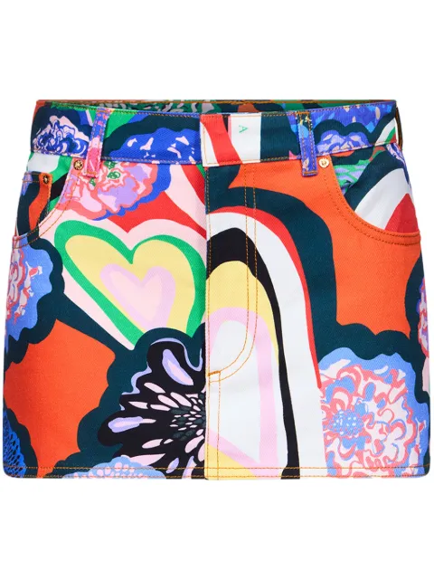 AREA abstract-print denim miniskirt Orange PF24AWSK0034DE01