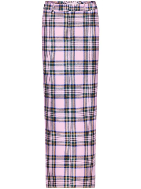 AREA checked wool midi skirt Pink PF24AWSK0021FA01