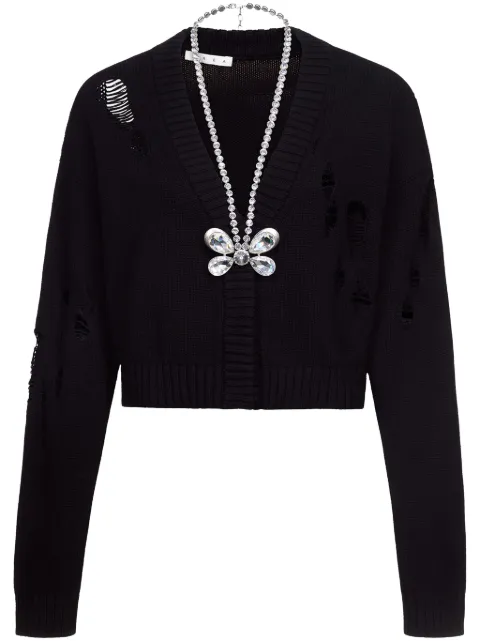 AREA butterfly-embellished organic cotton-blend cardigan Black PF24AWKN0003YA01