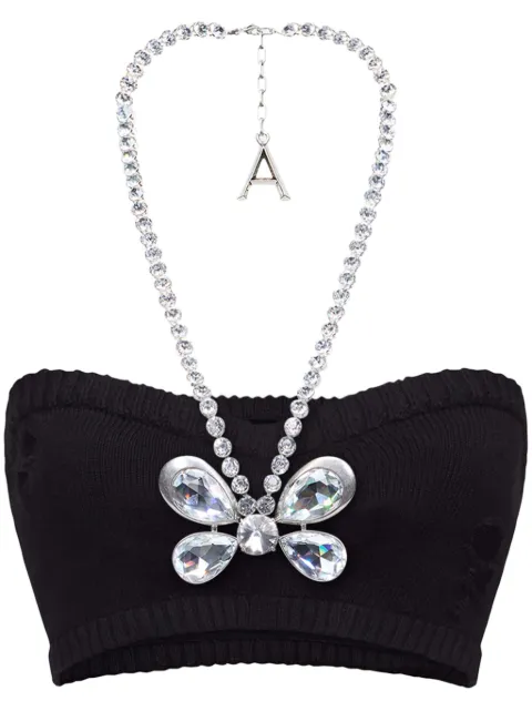 AREA Crystal Butterfly knitted bandeau Black PF24AWKN0001YA01