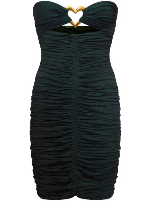 AREA heart-ring ruched mini dress Green PF24AWDR0059FA01