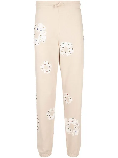 Denim Tears Rhinestone Cotton Wreath-print track pants Neutrals DT028