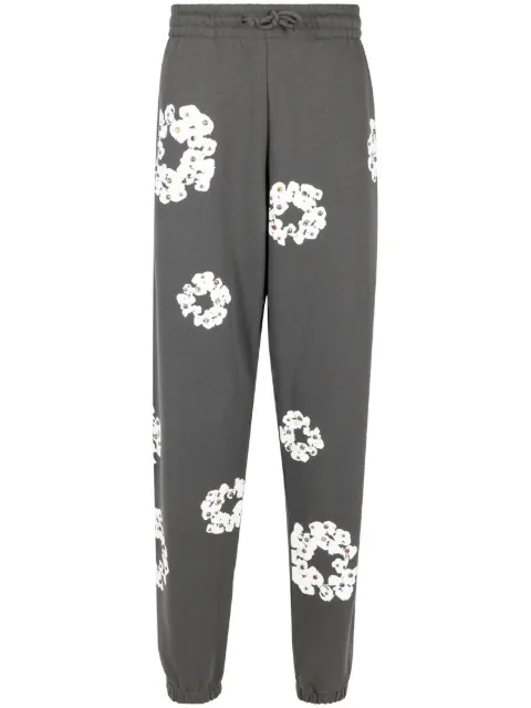 Denim Tears Rhinestone Cotton Wreath-print track pants Grey DT029