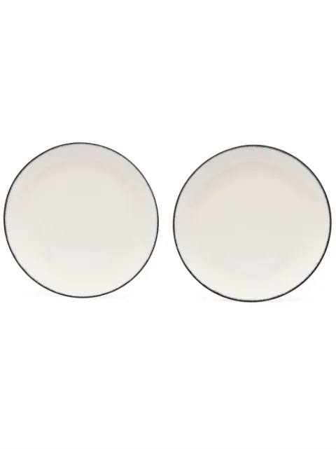 Ann Demeulemeester contrasting-edge porcelain plates (28cm) White B4019324
