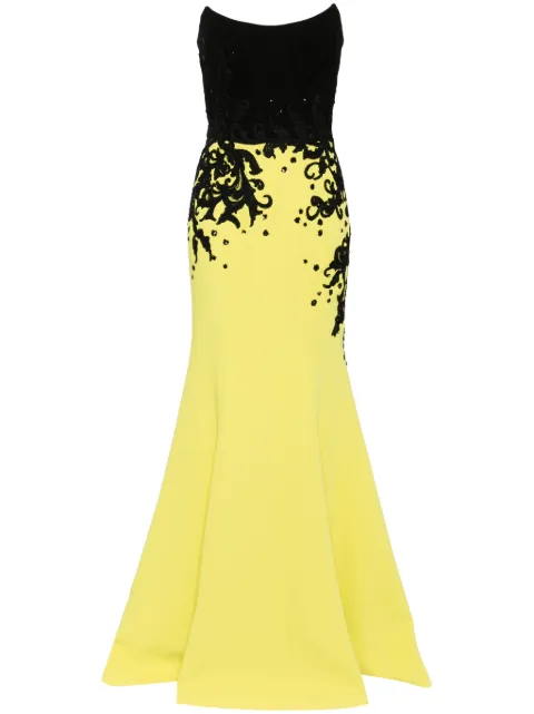 Saiid Kobeisy embroidered crepe gown Black RTWSS2428