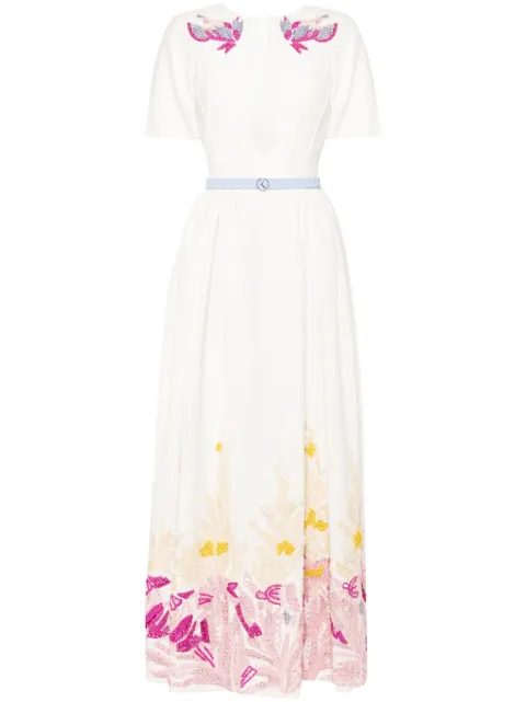 Saiid Kobeisy abstract-pattern beaded maxi dress White RTWSS2453