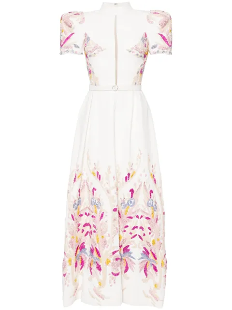 Saiid Kobeisy bead-embellished crepe maxi dress White RTWSS2455