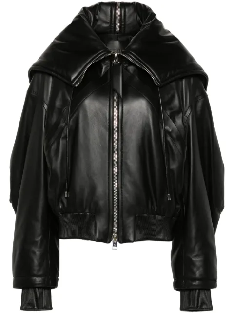 The Attico padded leather bomber jacket Black 247WCB62L054