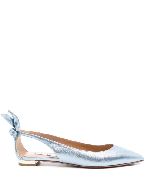 Aquazzura Bow Tie leather ballerinas Blue DENFLAB0SMD
