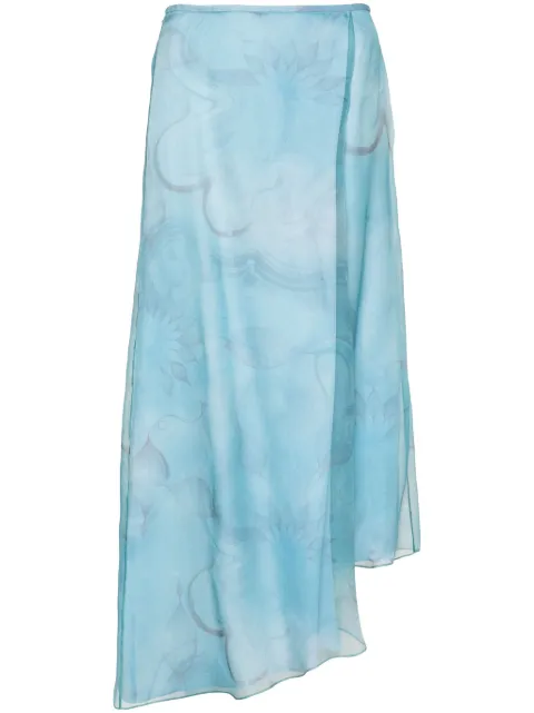 Giorgio Armani floral-print asymmetric skirt Blue GW000182TE10859