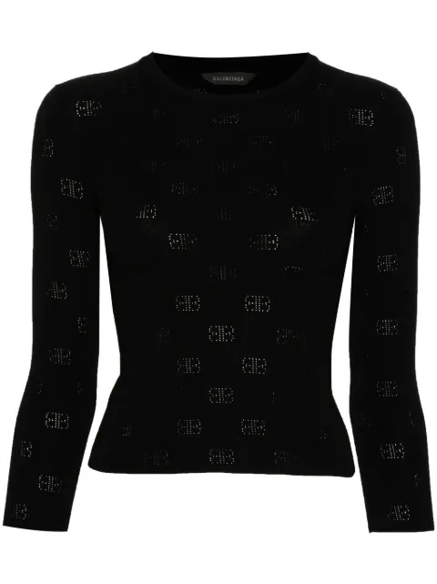 Balenciaga BB-pattern open-knit jumper Black 793613T5215