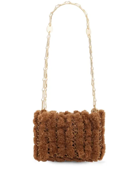 Rabanne 1969 Nano shearling shoulder bag Brown 24ASS0127SYN029
