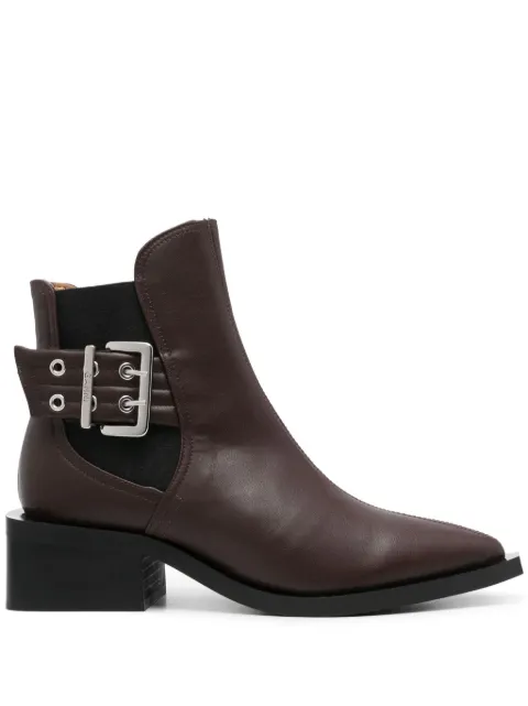 GANNI 45mm buckle-detail leather boots Brown S2652