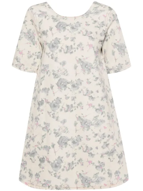GANNI floral-print denim dress Neutrals J1518A