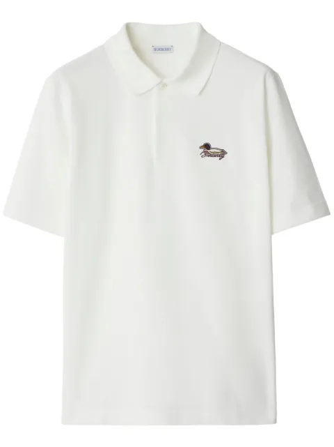 Burberry logo-patch cotton polo shirt Neutrals 8095927