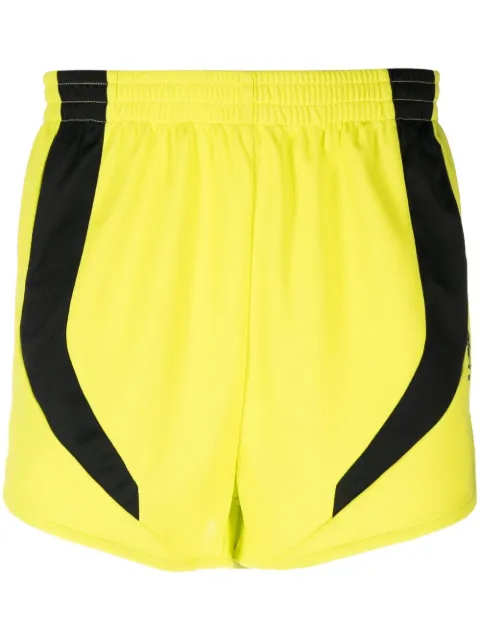 Martine Rose Football contrasting-panels track shorts Yellow CMRSS23134FLUBLK
