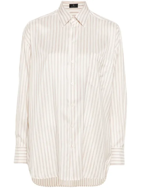 ETRO Pegaso-embroidered striped shirt White WRIA002899TR150